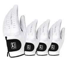 PGA TOUR 男性羊皮Max Black Pro高爾夫手套 (左手用), 白+黑, 4個