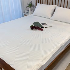 한스갤러리 듀라론 고정밴드 냉감 침대 패드, 쿨화이트