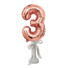 Pang Party 81cm 數字氣球 + 支架 + 緞帶 套組, 1套, 玫瑰金