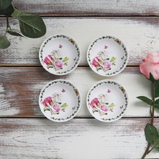 Royal Essex 玫瑰系列骨瓷圓盤 4吋, 混色, 4個
