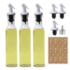 Leeuawyeosa玻璃一觸式油瓶 300ml*3個+蓋子3個+漏斗+貼紙, 1套