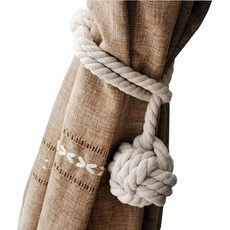 繩索窗簾綁帶 2入 + 圓球1, 象牙白, 1套