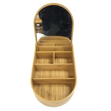 대나무 원목 프리미엄 아치 다용도 수납함 인테리어 탁상 거울, 우드