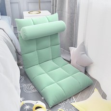 그리드 라지 플란넬 쇼파베드 + 요추 베개, 그린, 1개