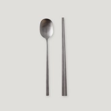 소소모소 플랫 스텐 수저 세트, 실버, 1세트, 숟가락 + 젓가락 실버, 1세트, 숟가락 + 젓가락