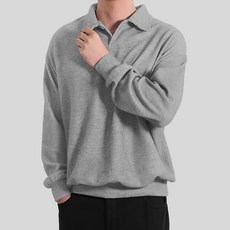 男士杏仁色翻領針織衫 T3003