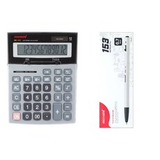 모나미 계산기 MC-151 + 153 볼펜 12p, 그레이, 0.7 블랙, 1세트