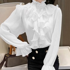 POPLARNC 女款艾琳荷葉邊雪紡襯衫 P25FBL072103