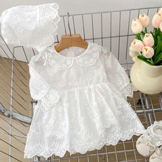 STARDOOR 童款荷葉邊蕾絲洋裝+帽子套裝