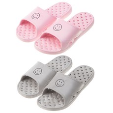 BASE ALPHA ESSENTIALS 表情符號防滑浴室拖鞋 粉色 + 灰色, 1組, 粉色+灰色