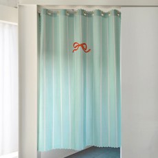 韓國 GNY 紅色緞帶線條單面遮蔽門簾, 薄荷綠