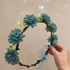 新娘婚禮頭飾花冠, 藍色