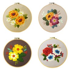 初學者手縫 4種 DIY組, 五顏六色的花朵, 1套