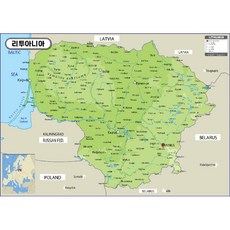 Map.Come 立陶宛地圖地形塗層 110 x 78cm, 1個