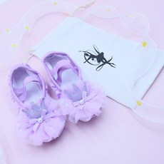 絲路 女童花冠緞帶芭蕾舞鞋 + 鞋袋組合