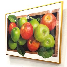 招財青紅蘋果掛畫 畫作 室內裝飾 客廳掛畫, 金色