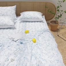 CHOUETTROOM Maman 人造絲夏季單層薄被, 藍色