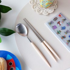 Bogen 孩童素色餐具組, 湯匙+筷子, 乳白色
