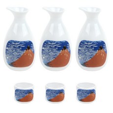 O椅A火山風光瓷酒瓶+酒杯套組, 3套, 瓶子 3p + 玻璃 3p