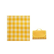 運動風可愛格紋條紋可折疊防水野餐墊, 格紋黃色