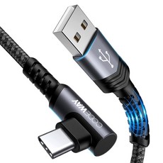 CODEWAY 90度 USB A to USB C 快充充電線, 2m, 單一顏色, 1條
