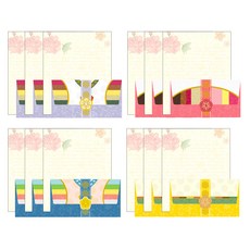 卡片盒傳統感謝信封 4種 3入組 22-0540, 紫色、藍色、紅色 粉色、黃色, 1套