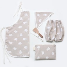 semoms 兒童用Bunny Bear圍裙 + 頭巾 + 袖套 + 收納袋組合