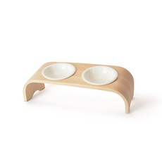 LIVING SOOP 2格寵物餐桌, Wood(餐具架)+白色(餐具), 1份