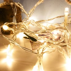 PARTYHAE LED電池透明線燈串 100顆, 暖黃光