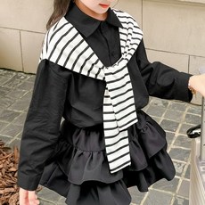 Uvely 兒童 Kibet 假披肩條紋層次感襯衫