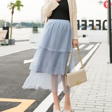 여성용 임산부 메쉬 3단 스커트
