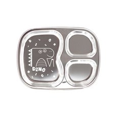 아이쥬 유아용 스텐 간식접시 3구 공룡, 1개