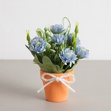 flowertree Cooing 小國菊人造花盆栽 14cm, 1個, 藍色