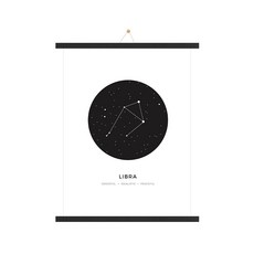 인테리어 우드족자 + 별자리 천칭자리 포스터 세트, 블랙