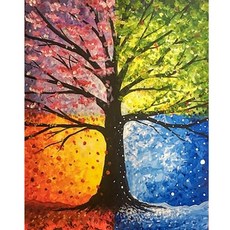 Allode 華麗四季樹 DIY 鑽石畫 圓鑽 40 x 50 cm, 08