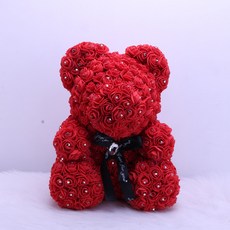 Frankonde 情人節 白色情人節 紀念日 玫瑰熊 裝飾 40cm, 紅色