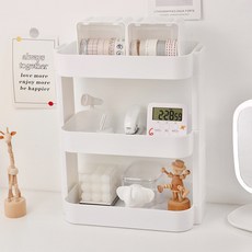 efactory Judy N 分層桌面化妝品收納架, 白色, 1個, 3層