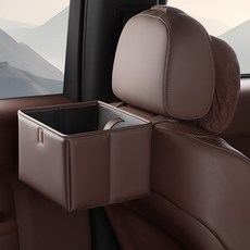 車用背負式頭枕皮革後座收納盒, 1個, 棕色