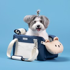 SE7EN PET 寵物Hug Me中控台汽車座椅外出提袋, 海軍藍(小熊), 1個