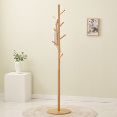 YEDAUM 路易斯原木立式衣架 圓形板A, 原木色