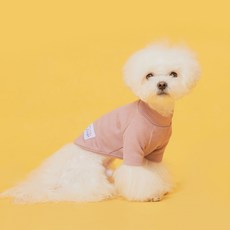 Flot 狗狗基本款半高領T恤, 煙燻粉