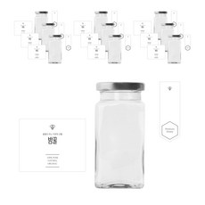 方形Herb Rug蜂蜜瓶 300g+銀蓋+簡約蜂王蜜貼紙 L+封口貼紙, 280ml, 10組