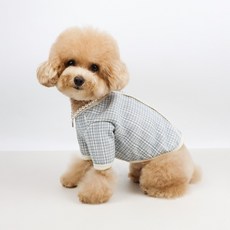 그루밍독 반려동물 영앤리치 체크 가디건 티셔츠, 블루, 1개