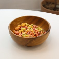 圓形木質麥片碗 15cm, 1個, 混色