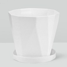 MORIANN 鑽石塑膠花盆 + 托盤組, 鋼琴白, 1套