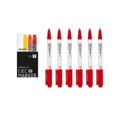 monAmi DECO MARKER XF 463 12色 A + 紅色 6支組, 1套