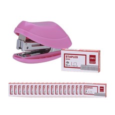 deLi 迷你訂書機 10號針+訂書針 1000入*20入組 E0220, 隨機發貨（訂書機），單色（芯）, 1套