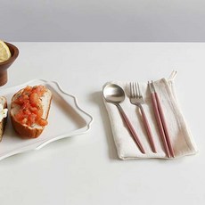 메나르 플루스실버 수저 포크 2인 세트, 6개, 숟가락2 + 젓가락2 + 포크2, 핑크
