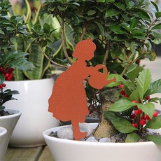 SteelDeco 蝴蝶結髮飾少女花盆插牌 粉體塗裝, 棕色