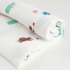 COTTONVILL Bio-washing 雙層棉紗布料, 152*360cm, 彩色小熊款, 1個